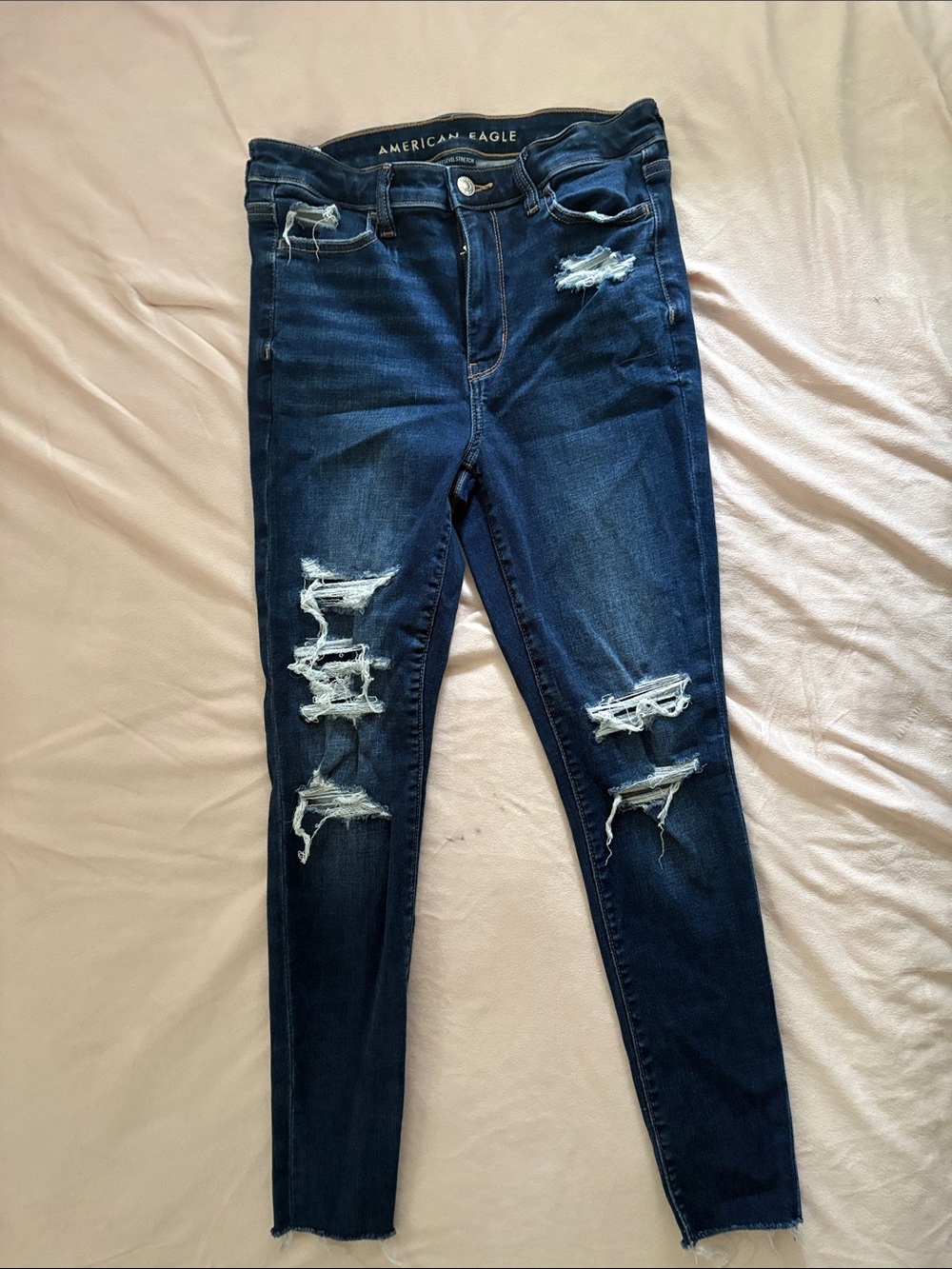 American Eagle Outfitters Distressed Dark Blue Skinny Jeans